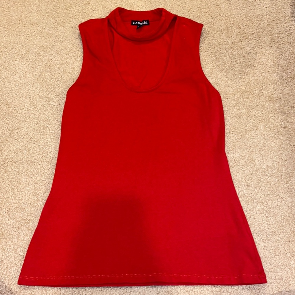 Express red choker neckline tank top